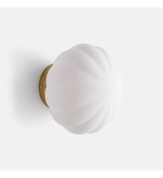 Applique ou plafonnier, en laiton et verre opaline - La Redoute Interieurs - Blanc et laiton