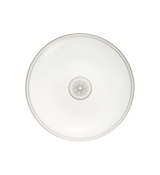 Plat rond creux en porcelaine finition Platine - MALMAISON IMPÉRIALE - Christofle - Blanc