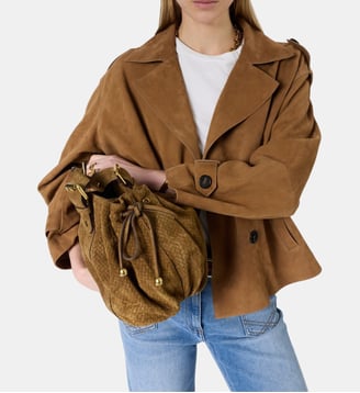 Trench court en cuir velours - TAMY - Gerard Darel - Paille