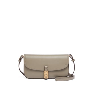 Sac porté épaule moyen saddle flat en cuir - Pinko - Noyer et or antique