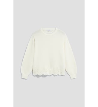 Pull ample en laine et dentelle - RIVIERA - Gerard Darel - Écru