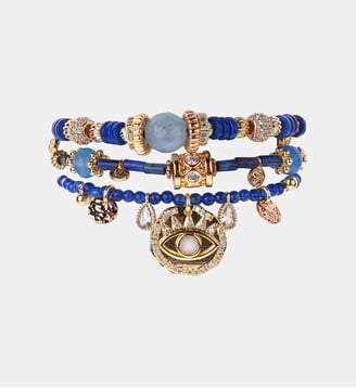 Bracelet manchette multiliens perles LEORA - Hipanema - Indigo