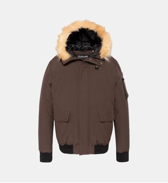 Blouson Keyburn court rembourré capuche effet fourrure - Schott - Marron foncé
