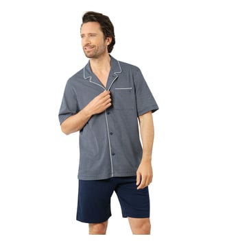 Pyjama court ouvert BUSINESS - Eminence - Bleu marine