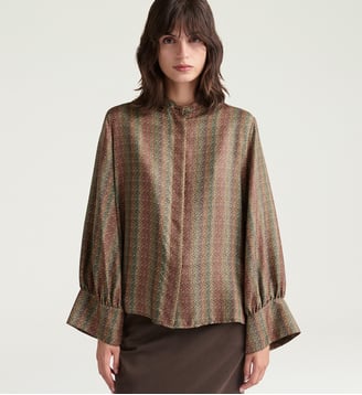 Chemisier lucy en twill de soie imprimé - Momonì - Brun