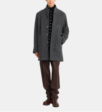 Manteau west en laine - Agnès b. - Chiné gris foncé