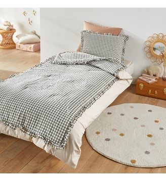 Edredon enfant matelassé coton vichy - La Redoute Interieurs - Vert kaki et blanc