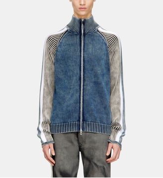 Cardigan zippé avec bandes sportives - Diesel - Bleu gris