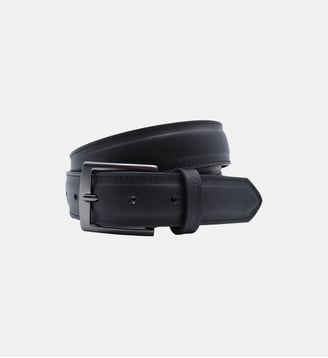 Ceinture en cuir avec surpiqûre ton sur ton - Serge Blanco - Noir