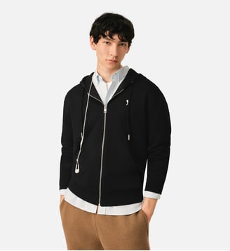 Hoodie Zippé Ami De Coeur en Coton - AMI Paris - Noir et blanc crème