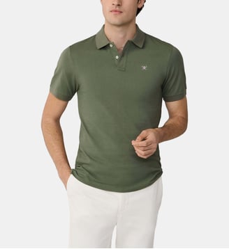 Polo Coupe Slim À Manches Courtes Avec Logo En Piqué - Hackett London - Stone green