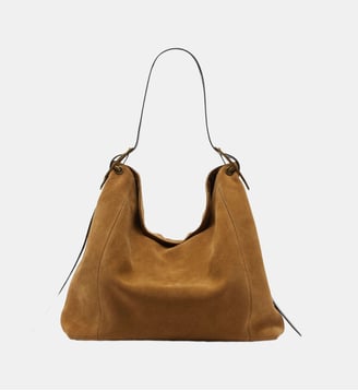 D-Line Sac hobo en daim ciré - Diesel - Marron clair