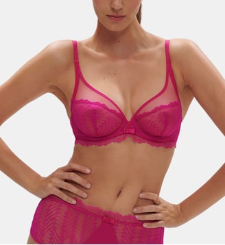 Soutien-gorge plongeant avec armatures Canopée en dentelle - Simone Pérèle - Fuchsia