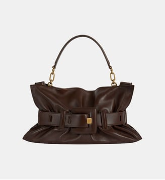 Sac ANTHEM Medium en cuir lisse - Balmain - Marron foncé