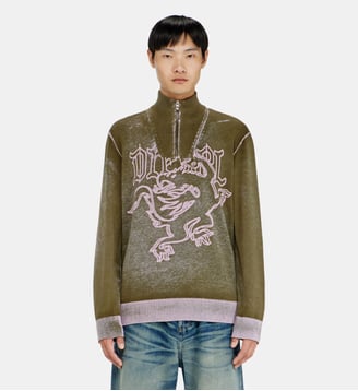 Pull-over zippé traité avec motif griffin Diesel