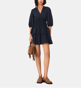 Robe à volants et strass - Maje - Marine