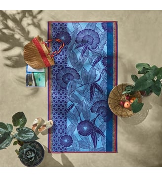 Serviette de plage Orinoco 100% coton - Le Jacquard Francais - Bleu marine