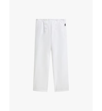 pantalon Marin à pont en gabardine de coton blanc - Agnès b. - Blanc
