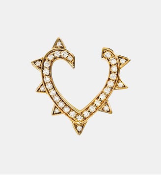 Boucle d'oreille Rockaway Coeur diamants et or jaune - Statement - Or jaune
