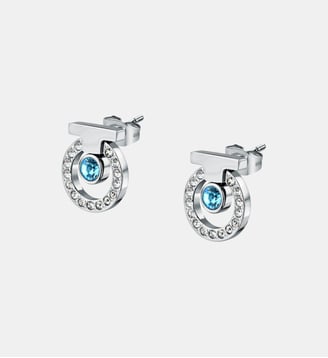 Boucles D'Oreilles en acier, cristaux, T-LOGO - Trussardi - Argent et bleu