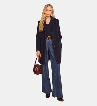 Manteau Tailleur Long En Laine Anabelle - Maison 123 - Marine