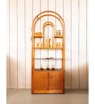 Étagère aérienne en rotin Gaëlle N°748- Produit chiné - Debongout - Bois clair