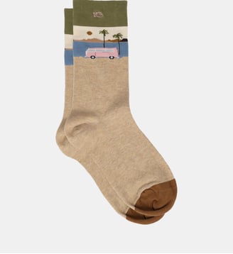 Chaussettes en coton peigné à motifs - Billybelt - Beige