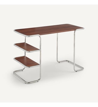 Bureau tubulaire, en plaqué noyer, longueur 117 cm - AM.PM - Noyer
