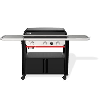 Plancha gaz black 3 brûleurs sur chariot, 76x46 cm - Weber - Noir
