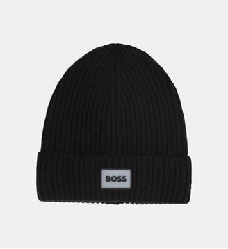 Chapeau tricoté avec insigne - BOSS Kidswear - Black