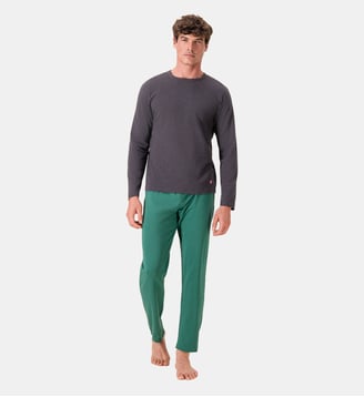 Ensemble pyjama haut et pantalon en coton - Le Slip Francais - Vert gris