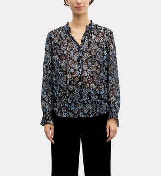 Chemise en mousseline à fleurs - LINDA - Gerard Darel - Noir