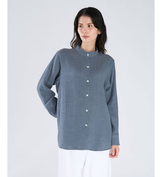 Tunique en coton bleu chiné - Agnès b. - Chiné bleu