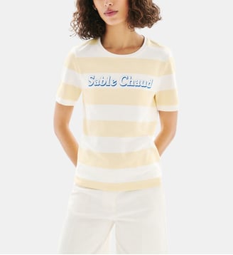 T-shirt thugo3 - Motif rayures - Coton - Coupe droite - Caroll - Jaune pastel