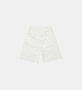 Short en denim avec applications frontales - Diesel Kids - Blanc cassé
