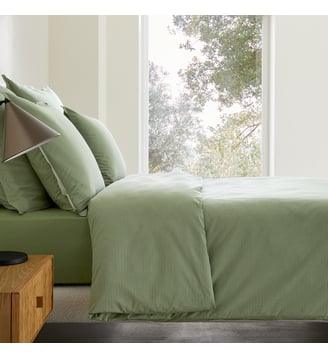 Housse de couette en percale de coton lavé 120 fils - AM.PM - Carreaux vert véronèse