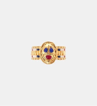 Bague réglable avec perles tissées et cabochon central NYLE - Hipanema - Indigo