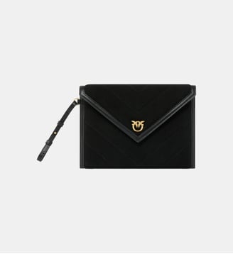 Pochette en daim avec logo love birds - Pinko - Noir