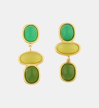Boucles d'oreilles pendantes à cabochons verts - Balaboosté - Vert