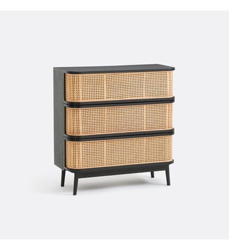 Commode 3 tiroirs en cannage Laora - La Redoute Interieurs - Noir