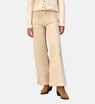 Pantalon loose, large uni ATLANTY - La Petite Etoile - Écru