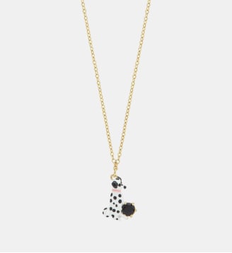 Collier pendentif dalmatien et pierre ronde facettée noire - Les Néréides - Multicolore