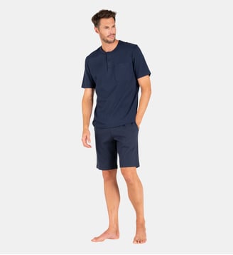 Pyjama court INTERLOCK - Eminence - Bleu marine