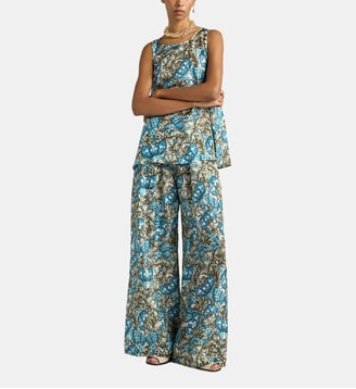 Pantalon aspen en habotai imprimé - Momonì - Vert