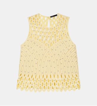 Top en crochet strassé - Maje - Jaune pâle