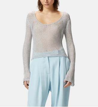 Pull transparent métallisé avec encolure large - Pinko - Gris