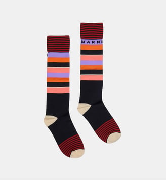 Chaussettes à rayures avec logo - Marni - Noir
