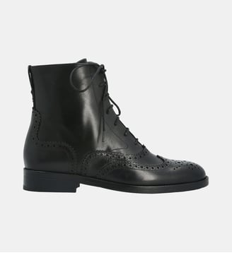 Boots lacets oplontis - cuir lisse - Manfield - Noir