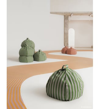 Pouf rond à rayures - taille enfant - Vibes Nobodinoz