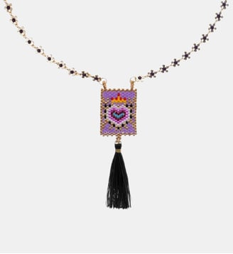 Collier sautoir avec pendentif en perles et pompon BONITO - Hipanema - Noir